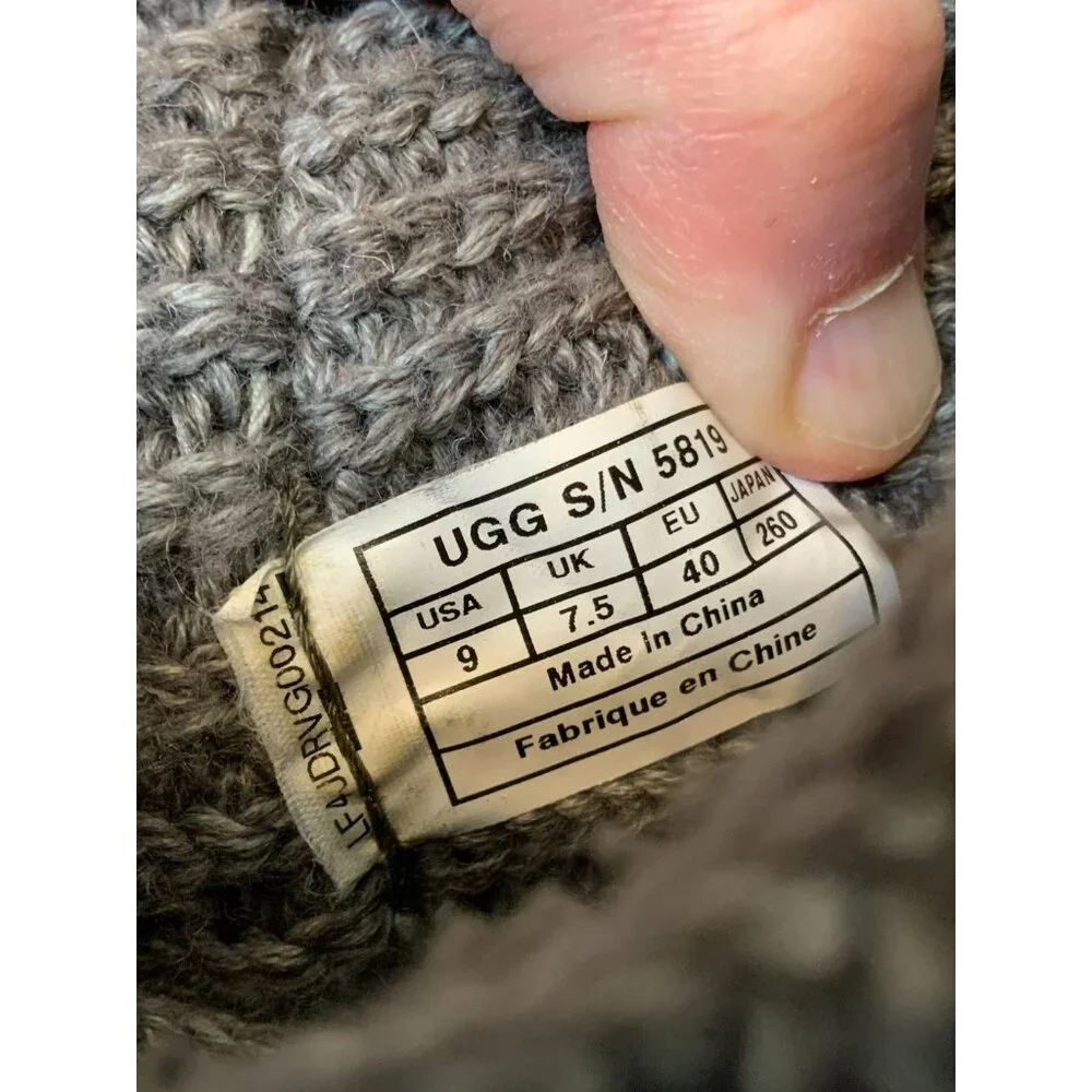 Ugg Australia Gray Classic Cardy Knee High | Fold Over Boots W/ Buttons, Size 9